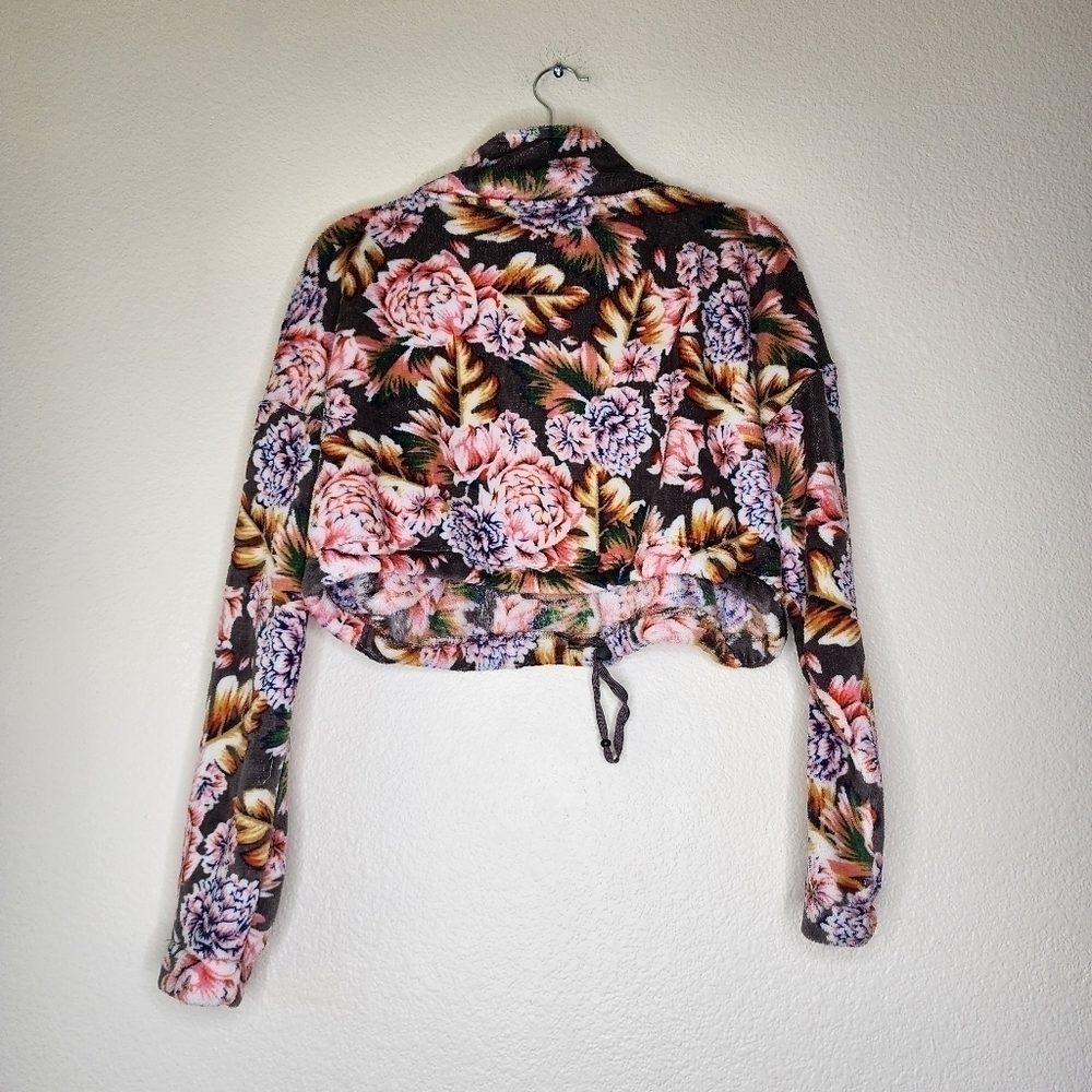 Urban Outfitters Angela Fleece Floral 1/2 Zip Crop Top S - Picture 3 of 4